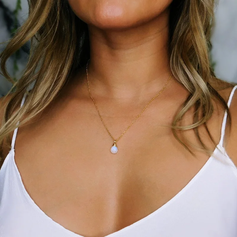 ladies necklace bar-Moonstone Drop Necklace