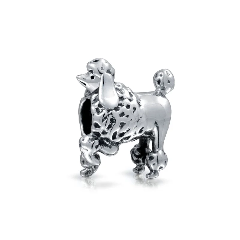 ladies bracelet lab-grown-Poodle Dog Bead Charm for Animal Lover European Bracelet .925 Sterling Silver