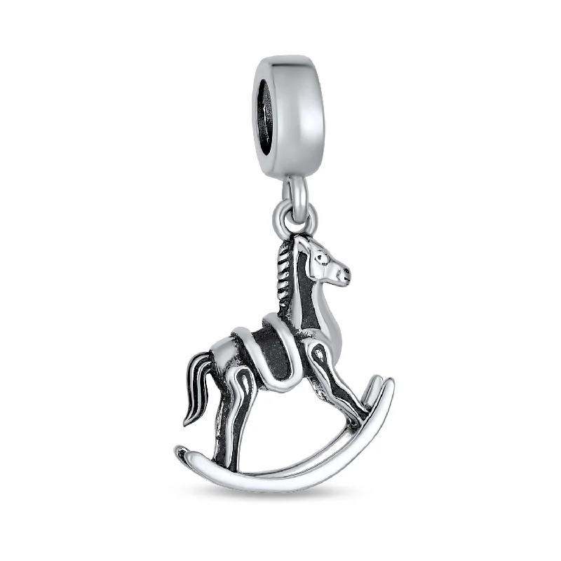 ladies bracelet matte-New Mother Dangle Charm Bead Rocking Horse Sterling Silver for European Bracelet