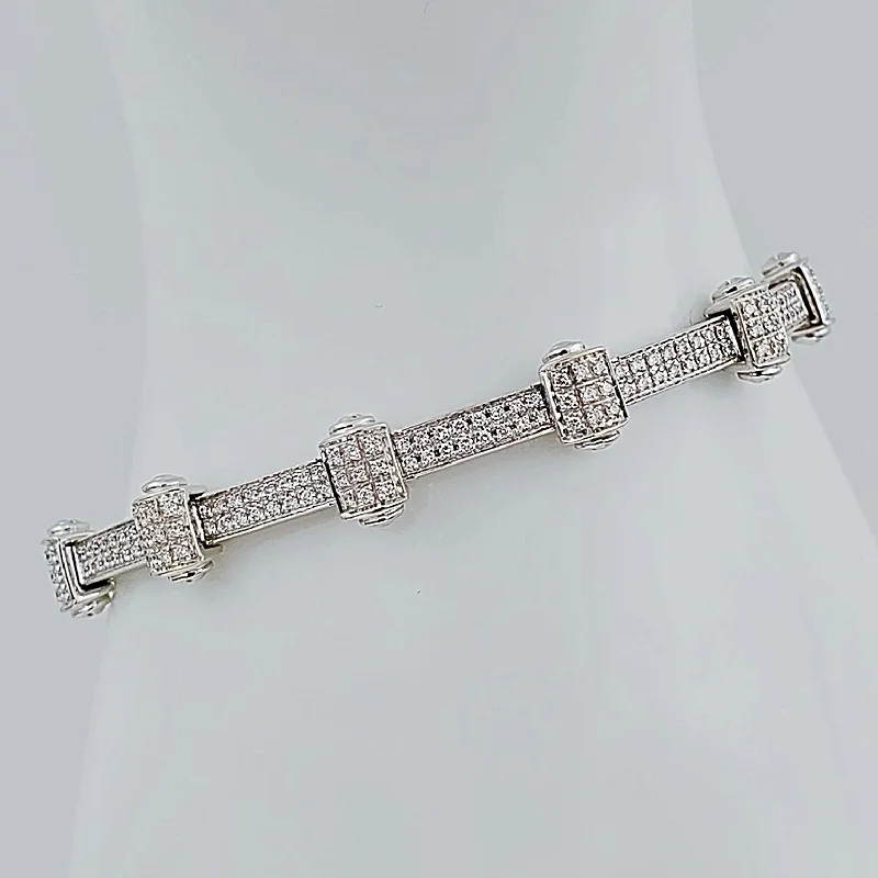 ladies bracelet hypoallergenic rose gold-Women's 18K White Gold 2.59 Carat Total Weight (VS Color H) 25.1 GR Diamond Tennis Bracelet.