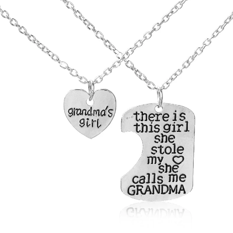 ladies necklace hypoallergenic gold-SEXY SPARKLES 2 piece necklace inch  Grandma's Girl inch and inch There is this girl she stole my heart she calls me Grandmainch  2 Pc Jewelry Necklace