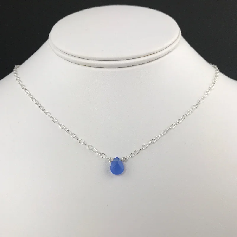 ladies necklace cluster-Side to Side Blue Agate Necklace