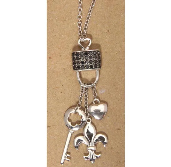 ladies necklace bold-Fleur De Lis Necklace Sterling Silver