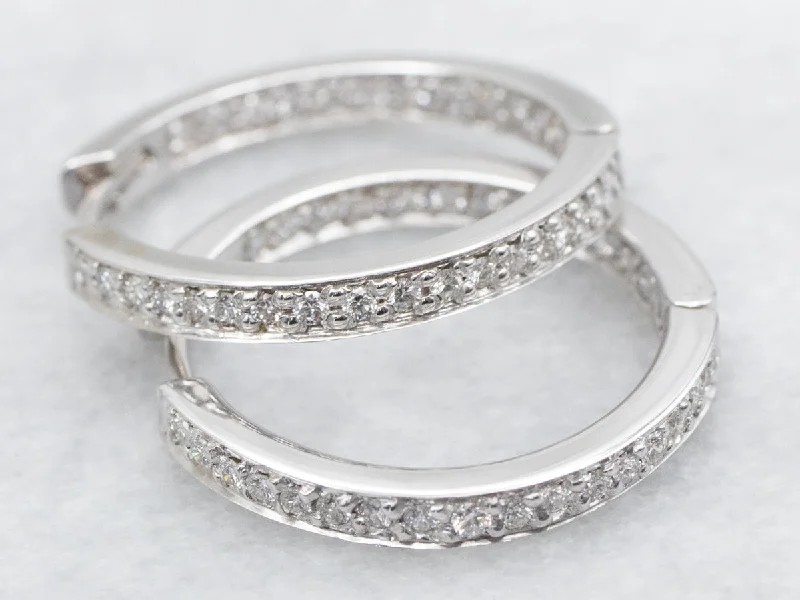 Ladies earrings physical store locations-Diamond Encrusted Hoop Earrings