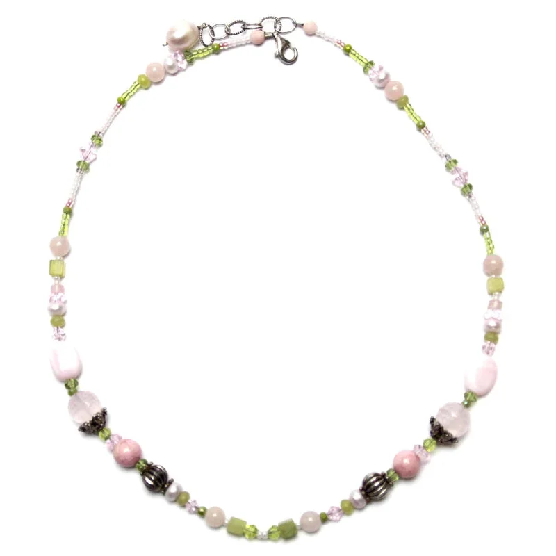 ladies necklace diamond-Gemstone Rhodonite Necklace