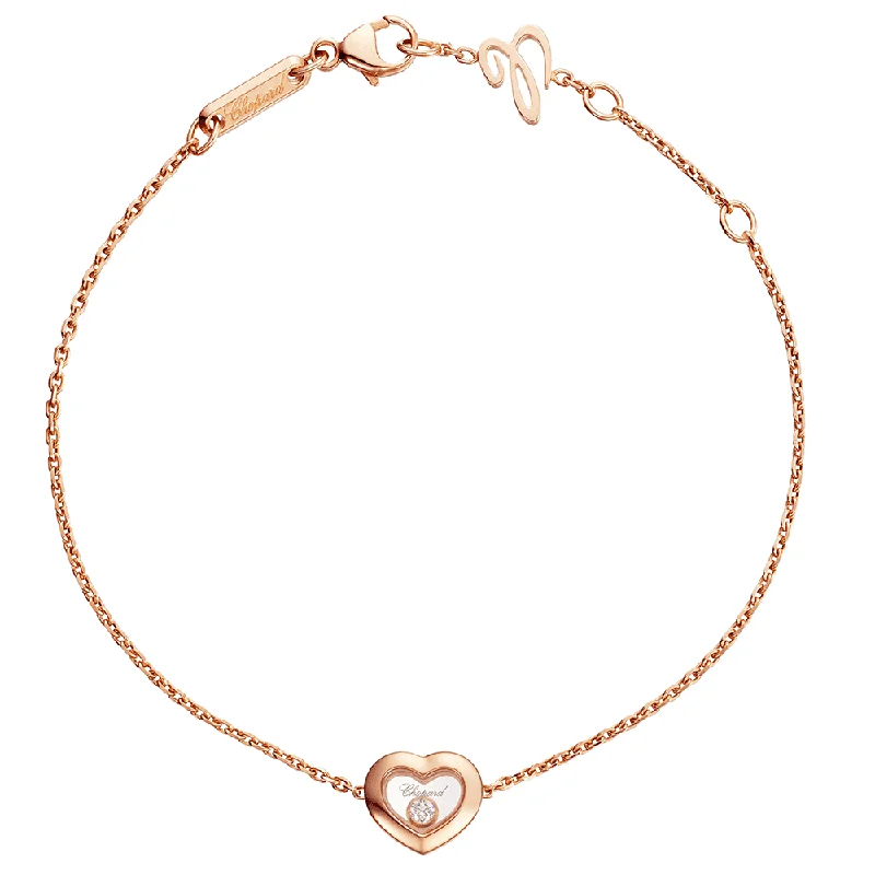 ladies bracelet floral rose gold-Happy Diamonds Icons 18ct Rose Gold Heart Bracelet