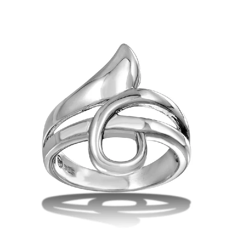 Ladies rings geometric shape styles-High Polished 925 Sterling Silver Wrap Ring - CR00724