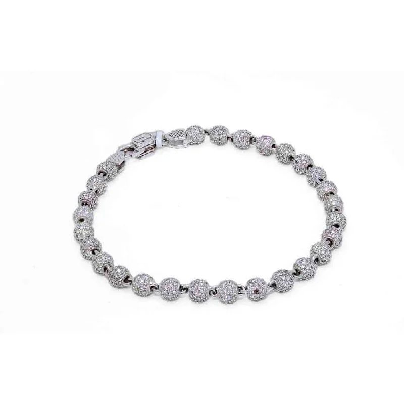 ladies bracelet cyber monday-10K White Gold 11.8G Diamond Sphere Bracelet