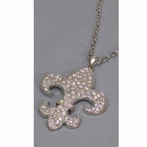 ladies necklace lightweight gold-Fleur de lis Necklace Silver