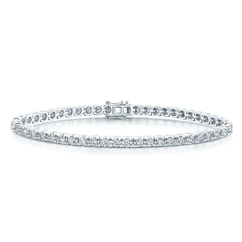 ladies bracelet best gold-Platinum Diamond 4.00ct Claw Set Tennis Bracelet