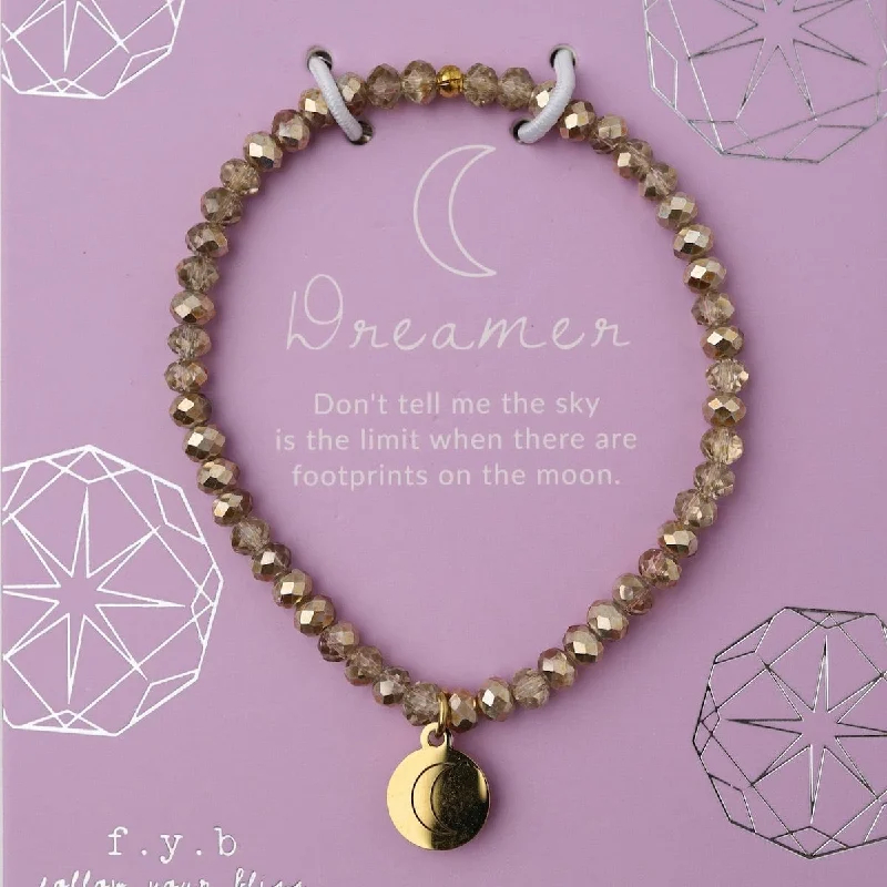 ladies bracelet zodiac-Dreamer - Stretchy Gold Crystal Bracelet