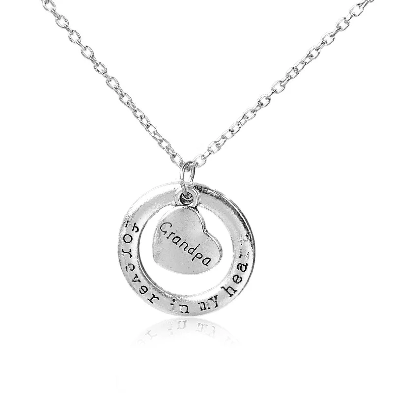 ladies necklace dainty platinum-Sexy Sparkles inch  Forever In My Heart inch  and inch  Grandpa inch Motherâ€™s Day Family Jewelry Necklace