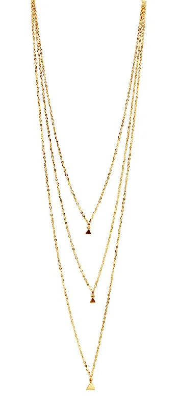 ladies necklace gift gold-Triple Triangle Necklace