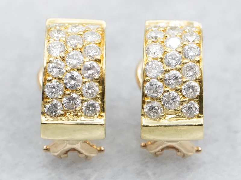 Ladies earrings elegant gold designs-Huggie Hoop Diamond Earrings