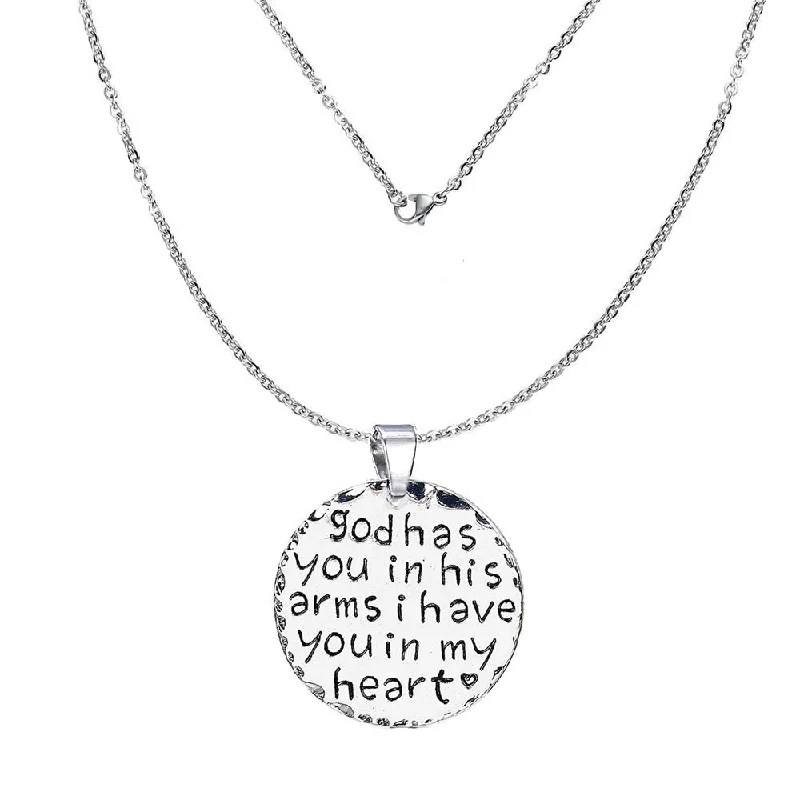 ladies necklace black friday silver-inch God has you in his arms i have you in my heartinch  Necklace & Pendant Memorial Sympathy Gift