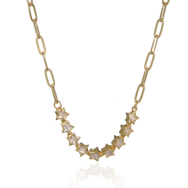 ladies necklace long gold-Uncut Stone Star Necklace