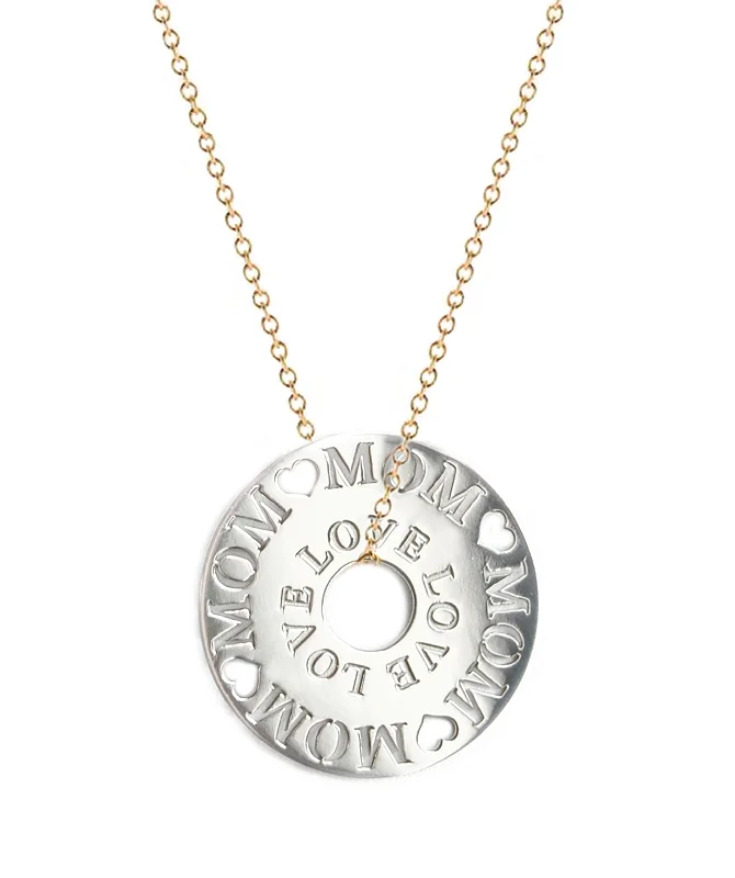 ladies necklace layered rose gold-Mom Token Necklace