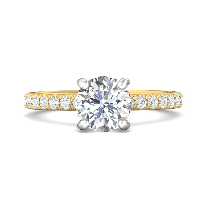 Ladies engagement rings three-stone diamond-Peg-Head Side Stone Engagement Ring