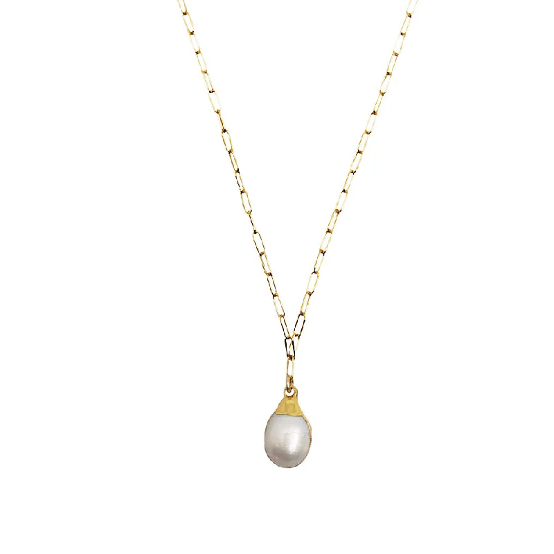 ladies necklace casual-Goddess Pearl Necklace