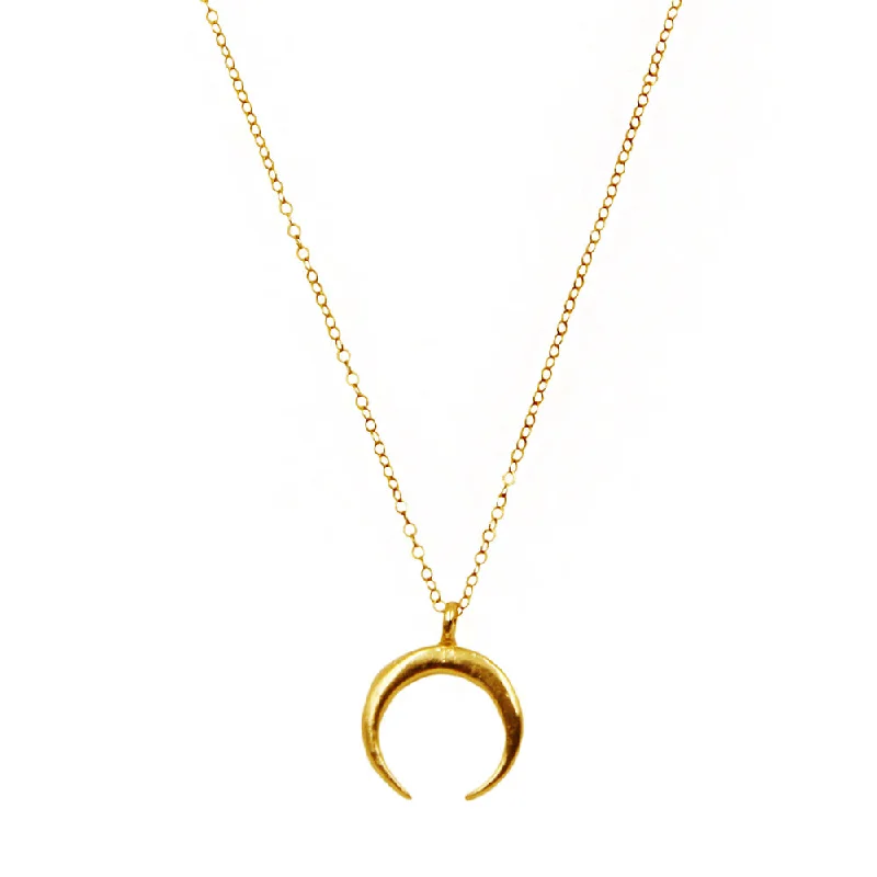 ladies necklace layered gold-Crescent Horn Necklace