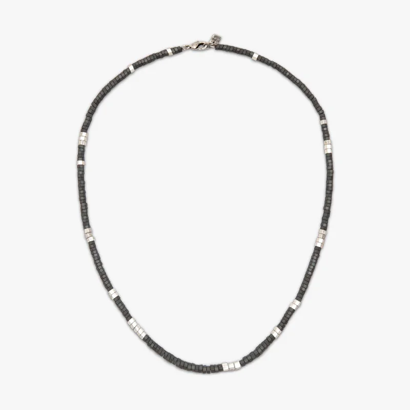 ladies necklace birthstone silver-Men's Faceted Pyrite Bead Necklace