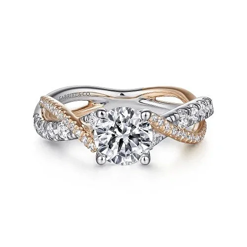 Ladies engagement rings floral motifs-Sandrine - 14K White-Rose Gold Round Diamond Twisted Engagement Ring (Setting Only)