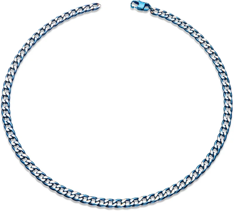 ladies necklace best silver-Unique & Co Blue IP Plated Matte Steel Necklace