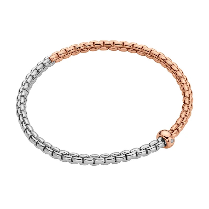 ladies bracelet lace-inspired-Eka 18ct Rose & White Gold Bracelet With Single Diamond Rondel