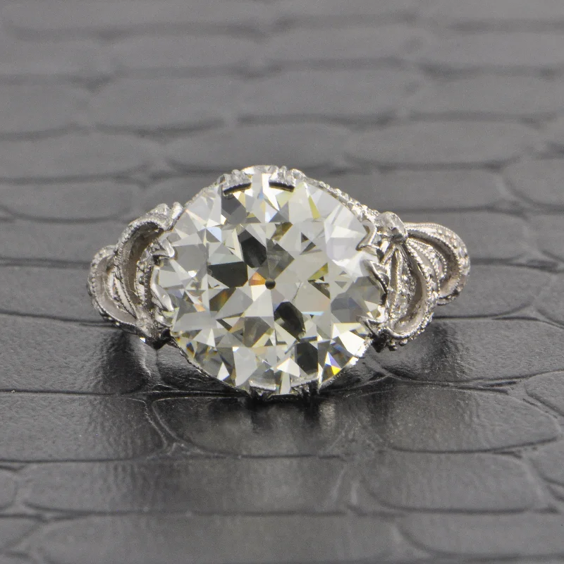 Ladies engagement rings rose-cut gemstone-Antique ca. 1910s 6.50 ct Old European Cut Diamond Engagement Ring in Platinum