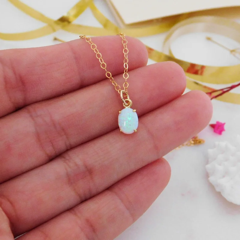 ladies necklace best rose gold-Kehlani Opal Necklace • 14k Gold Filled Necklace