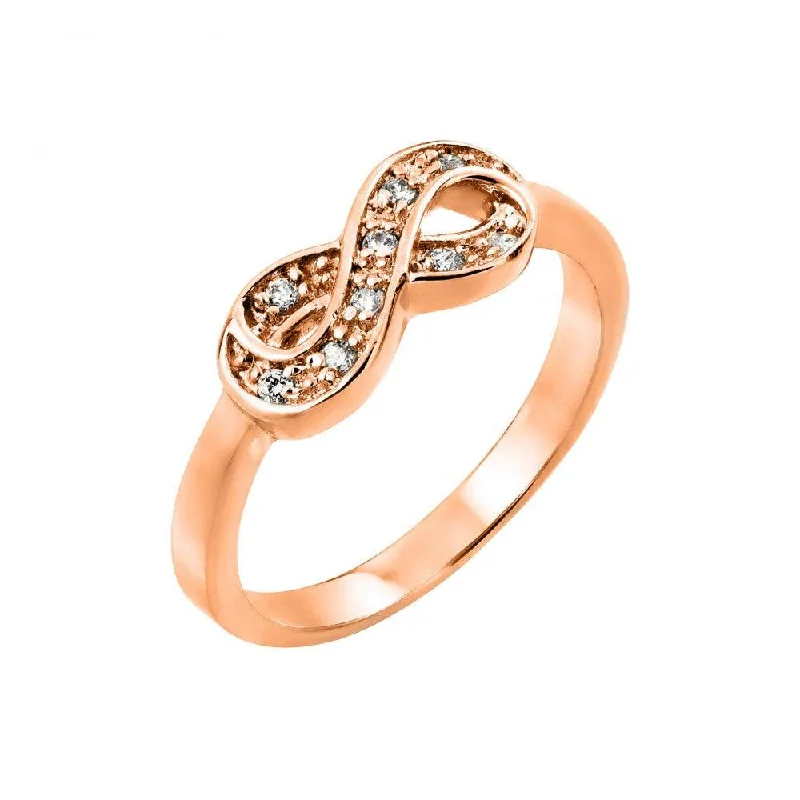 Ladies rings tarnish-free rings-Silver 925 Rose Gold Plated Clear CZ Mini Infinity Ring - BGR00769RGP