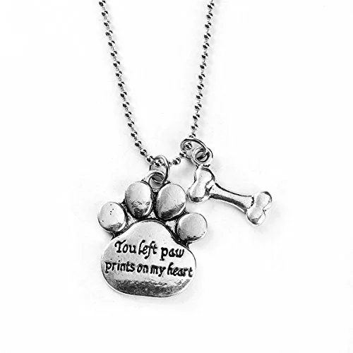 ladies necklace trendy silver-Sexy Sparkles inch  All My Children Have Paws inch  Dog Cat Pet Memorial Necklace Pendant