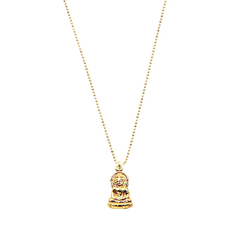 ladies necklace fall silver-Meditating Buddha Necklace