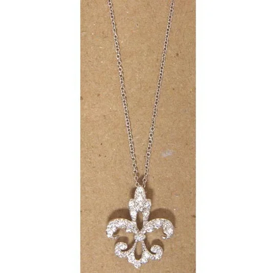 ladies necklace bridal-Fleur De Lis Necklace Sterling Silver