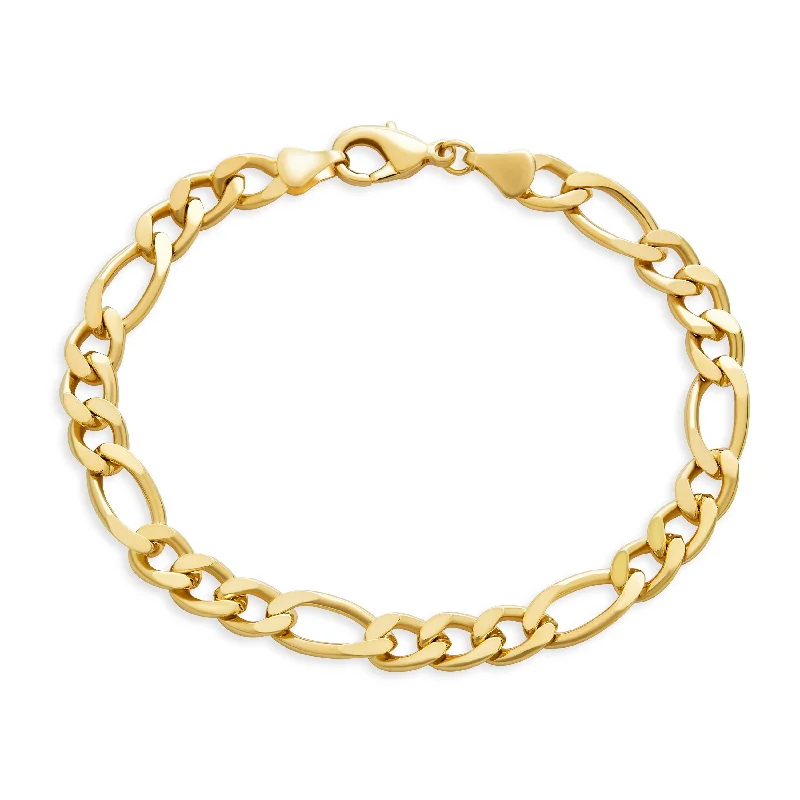 ladies bracelet fall gold-Traditional Men's 7MM Miami Cuban Chain Link Bracelet 18K Gold Plated 8-8.5 Inch