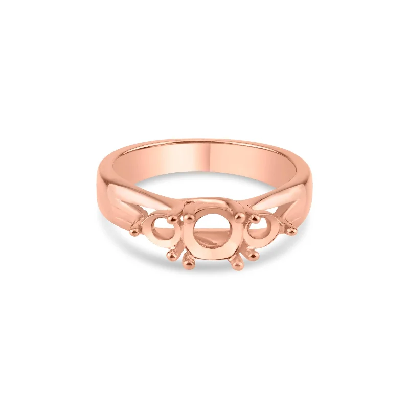 Ladies rings wood inlay designs-Rose Gold Plated 925 Sterling Silver 3 Stones Mounting Ring - BGR00481RGP