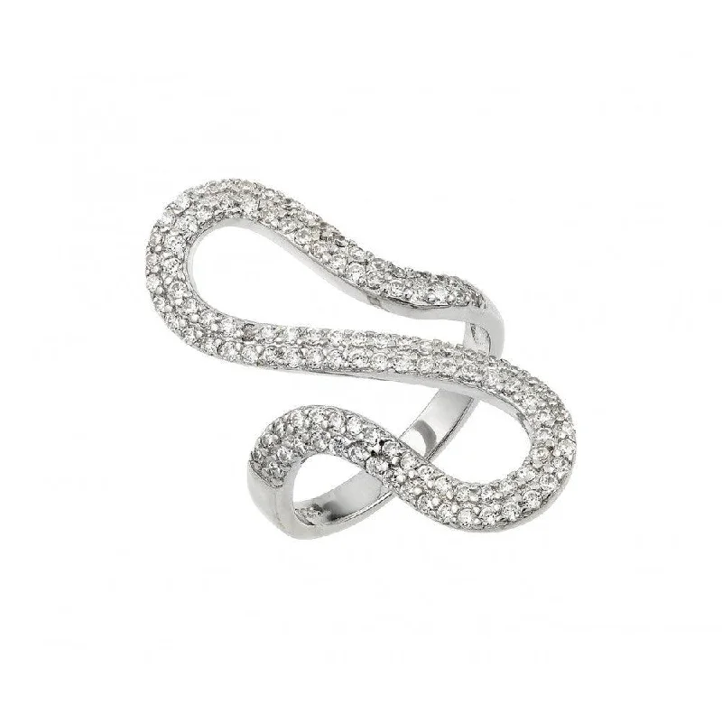 Ladies rings minimalist trend picks-Silver 925 Rhodium Plated Wiggly Ring - BGR00925