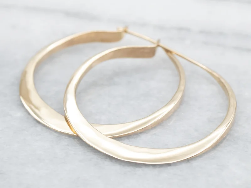 Ladies earrings sharp edge styles-Tapered Gold Flat Hoop Earrings