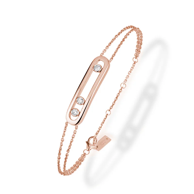 ladies bracelet subtle platinum-18ct Rose Gold Move Classique Three Diamond Set Bracelet