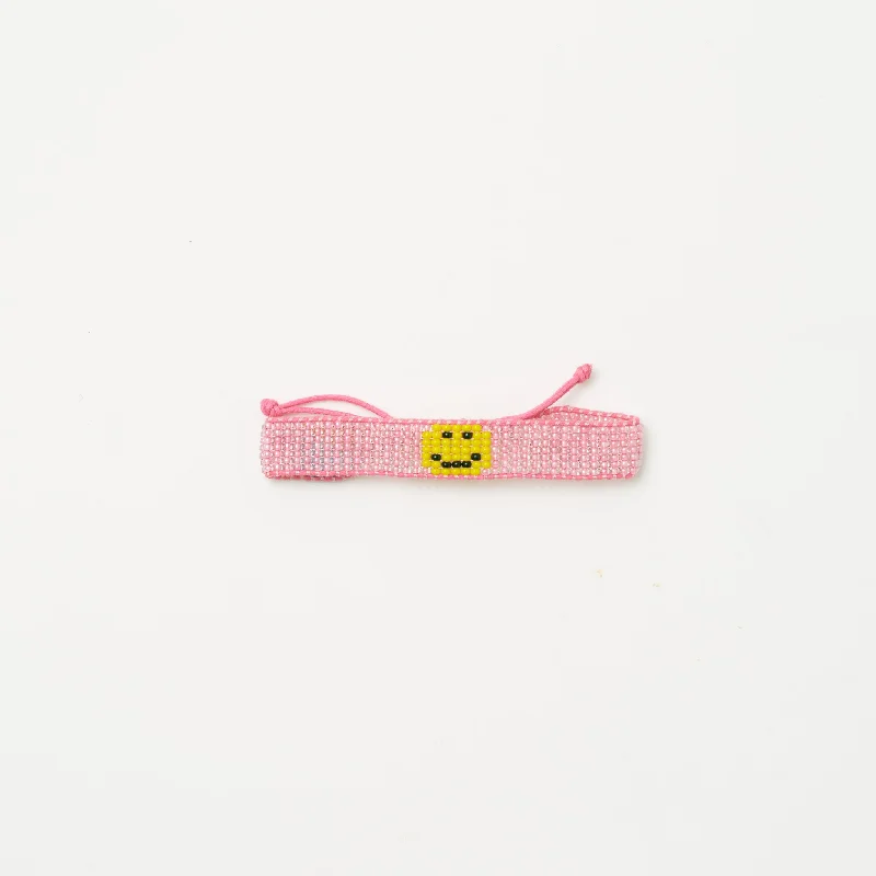 ladies bracelet clearance gold-Woven Smiley Bracelet - Pearly Pink