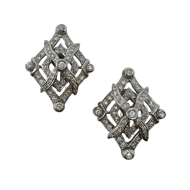 Ladies earrings e-commerce store finds-Doris Panos Large 18K White Gold "Anastasia" Diamond Earrings