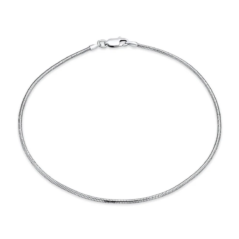 ladies bracelet geometric white gold-Unisex Snake Chain Anklet Ankle Bracelet Sterling Silver Italy 910 Inch 1.5MM