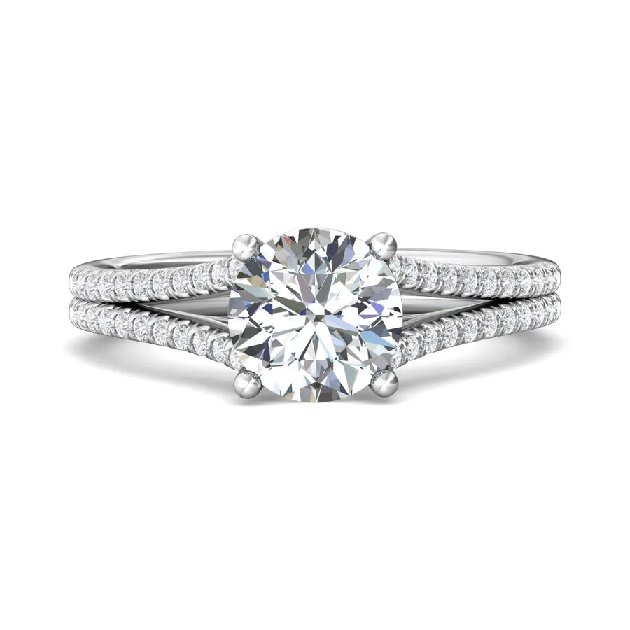 Ladies engagement rings delicate diamond bands-Split-Shank Side Stone Engagement Ring