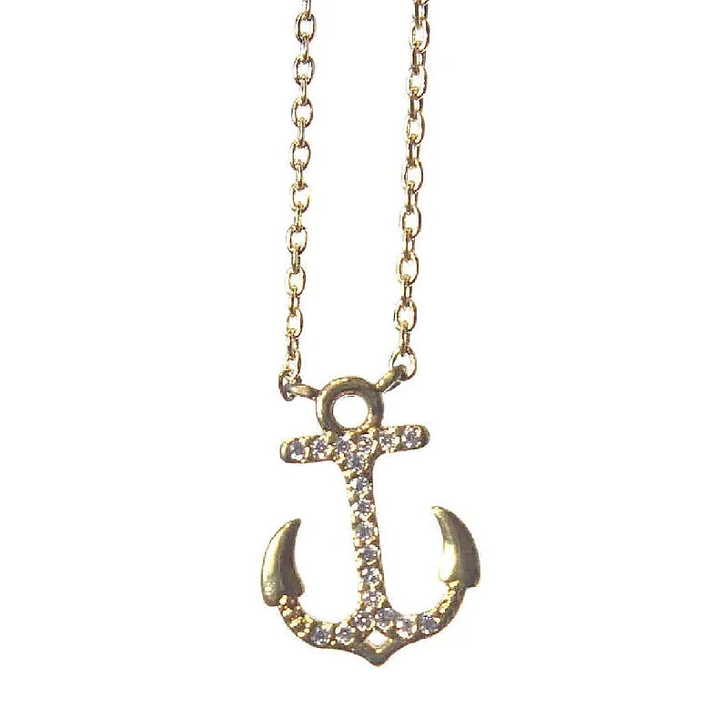 ladies necklace yellow gold finish-Secret Box™  Anchor Necklace, 14k Gold Dipped