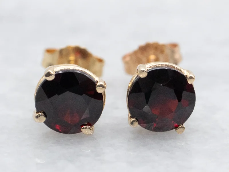 Ladies earrings synthetic jewel options-Garnet Stud Earrings