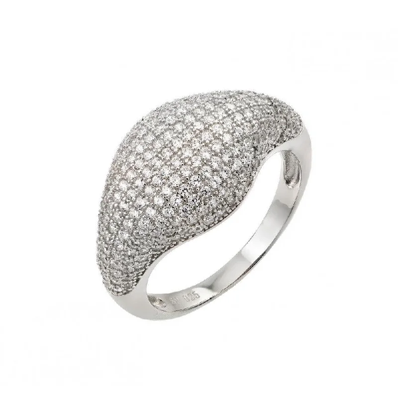 Ladies rings bespoke jewelry picks-Silver 925 Rhodium Plated Graduated Micro Pave Clear CZ Ring - STR00941