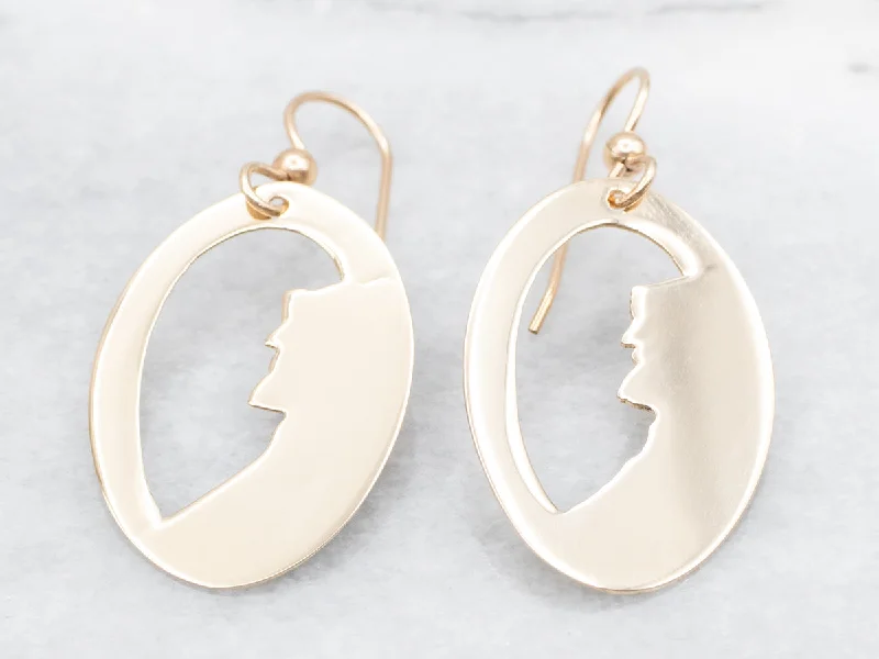 Ladies earrings moon phase earrings-Old Man of the Mountain Cutout Drop Earrings