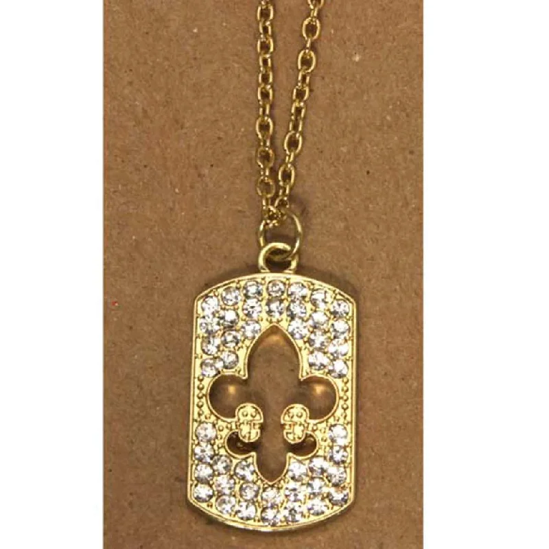 ladies necklace valentine’s-Fleur De Lis Necklace Dog Tag