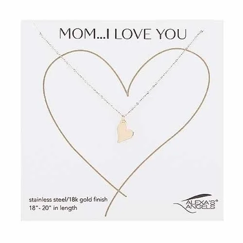 ladies necklace filigree-Gold Heart Necklace for Mom