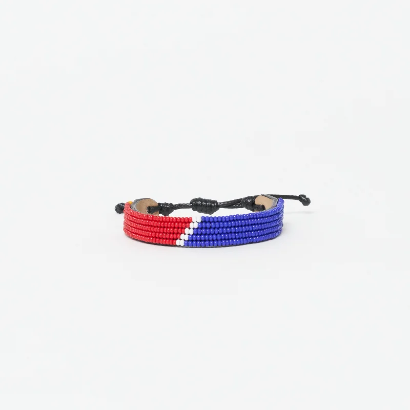 ladies bracelet dramatic-FINAL SALE: XLarge Tribal Bracelet - Red/White/Royal